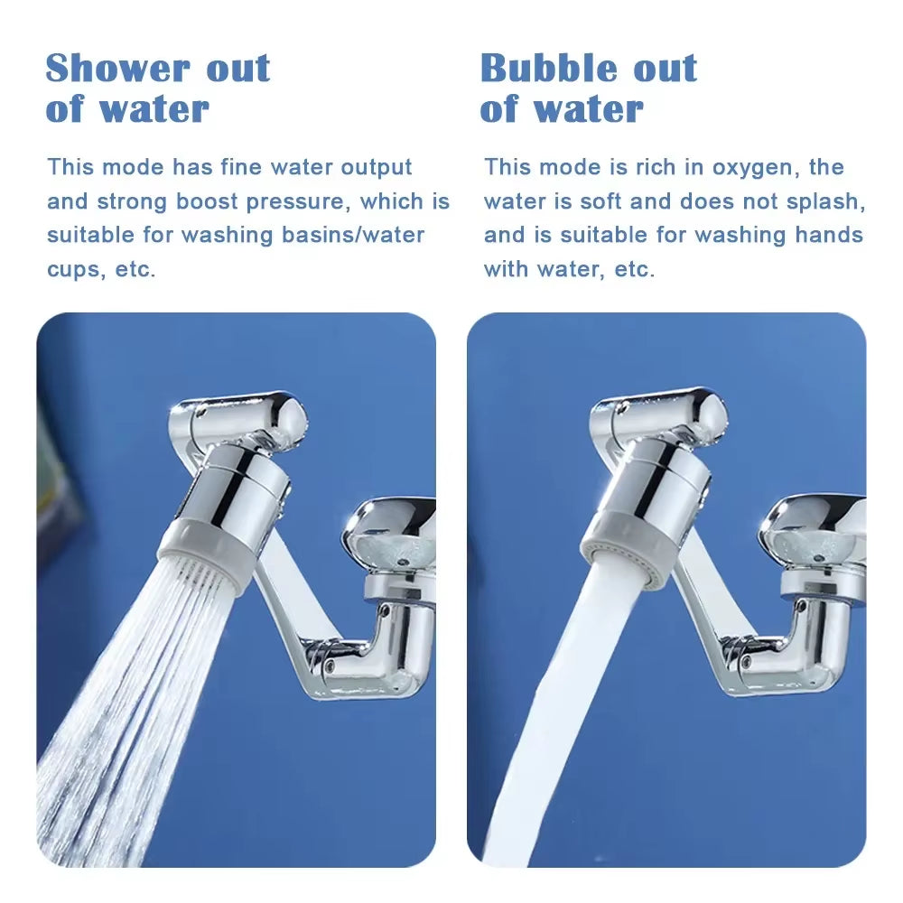 AquaTwist™ 1080° Rotating Faucet Sprayer – Universal Metal Tap Extender with Aerator Nozzle & 22/24mm Adaptor